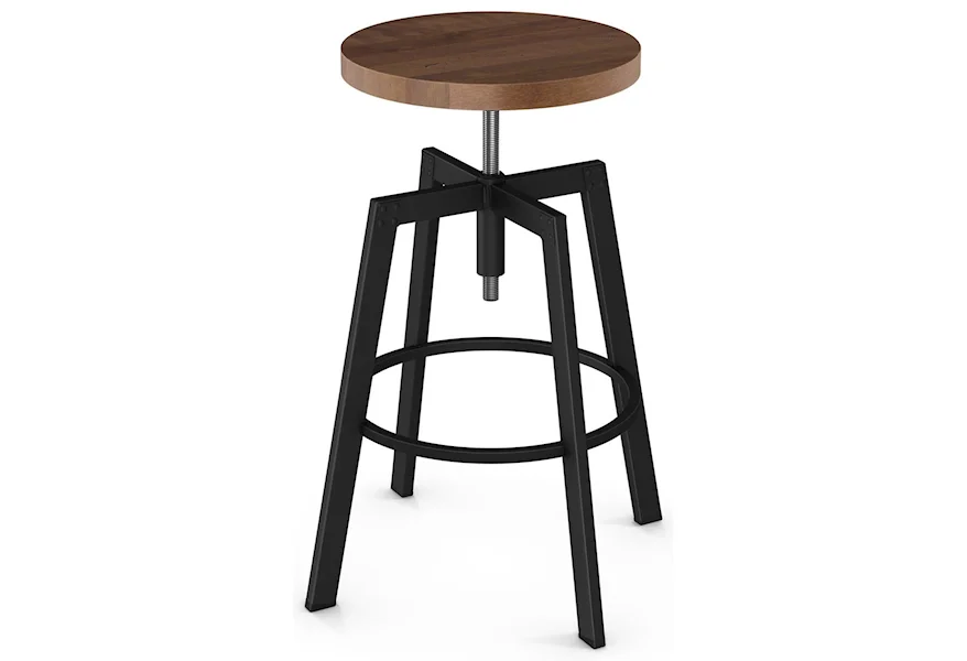 Industrial - Amisco Architect Screw Stool with Wood Seat by Amisco at Esprit Decor Home Furnishings